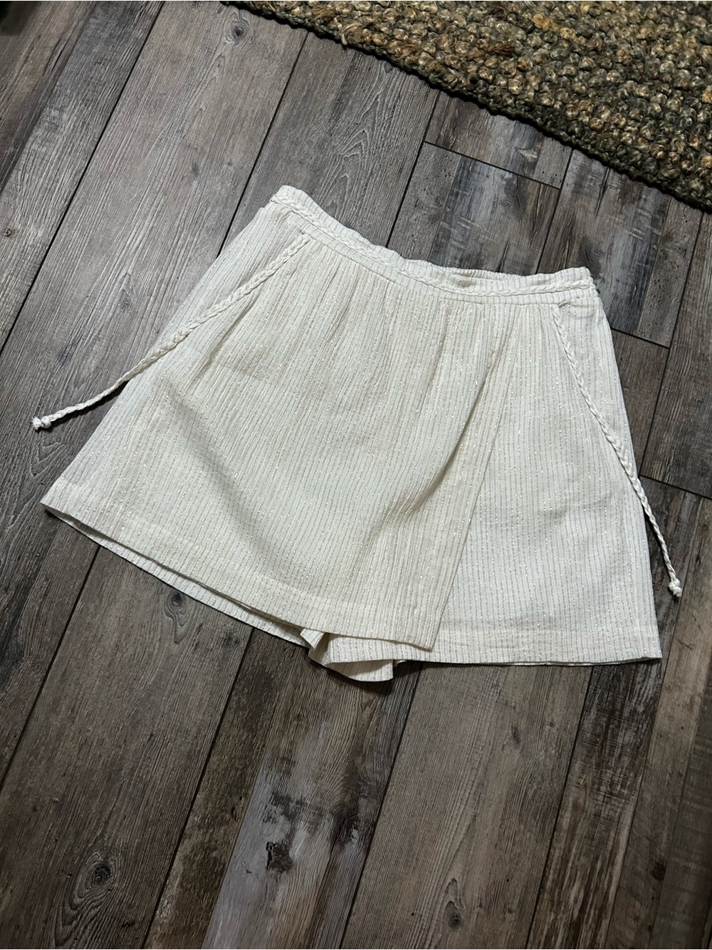 Kobi Halperin Minerva Short Cream gold Knit Drawstring Skort cotton